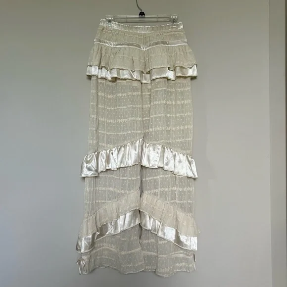 Free People Belle Ruffle Pants in Ivory - Picture 10 of 13